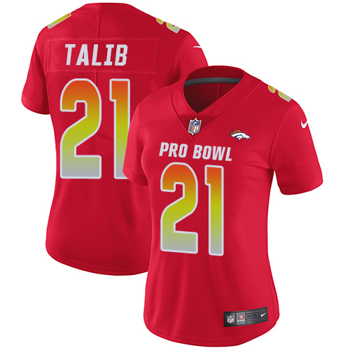 Nike Broncos #21 Aqib Talib Red Women's Stitched NFL Limited AFC 2018 Pro Bowl Jersey